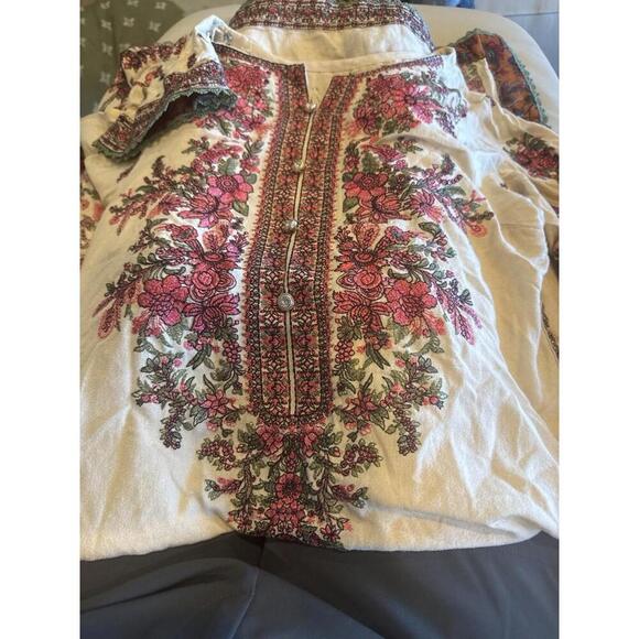 Handmade Hand Emboidered Bohemian Dress Med Kashmiri Inspired Kurta Tunic Dress - Picture 3 of 4